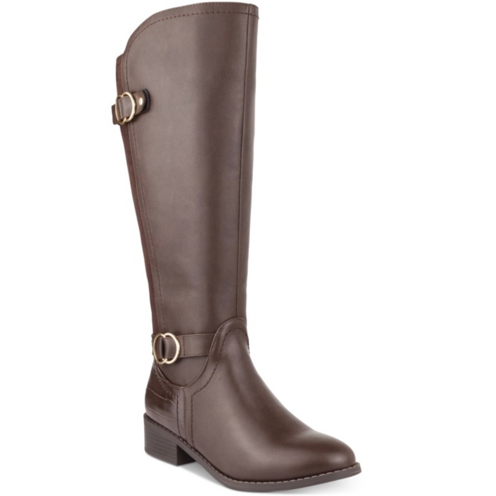 Leandraa Womens Faux Leather Riding Boots Knee-High Boots